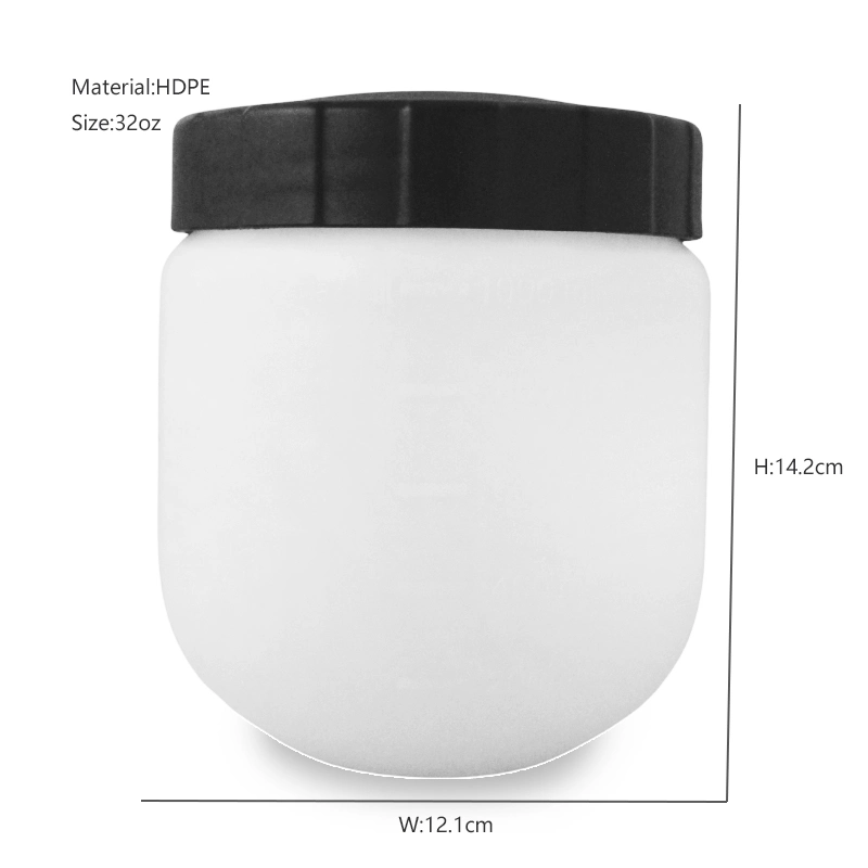 Wholesale Empty Jars Wide Mouth 32 Oz 1L HDPE Plastic Jar with Tick Marks