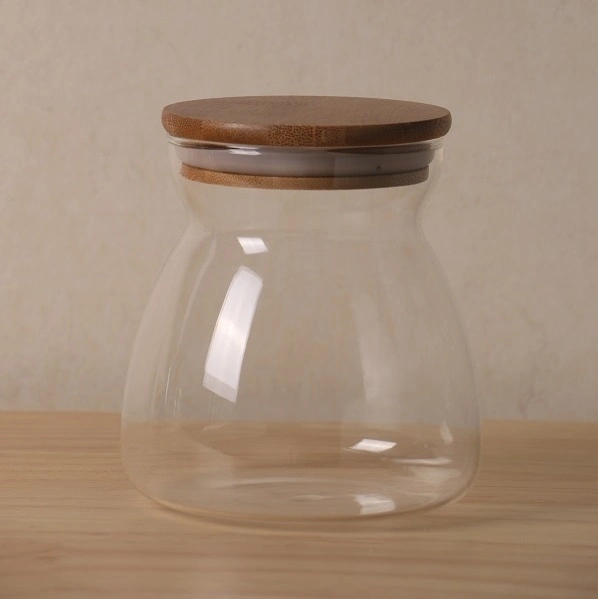 Images Are in-Kind Shoot Transparent Glass Jar with Sealing Ring and Bamboo Lid