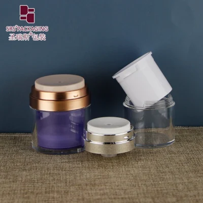 SRS Packaging Eco-freidly Reusable Refilled Round Clear Plastic Airless Cosmetic 15g 30g 50g 100g 240g Rechanged PCR PP inner Cream Jar